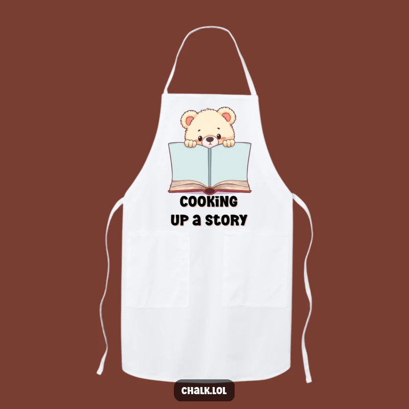 Funny Bear Cub Bookworm Apron: Chef's Reading Helper, Perfect Funny Gift for Cooks