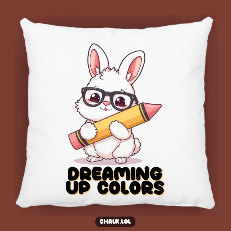 Funny Bunny Artist Pillow - Fluffy Rabbit Crayon Cushion, Ideal Funny Gift for Decor