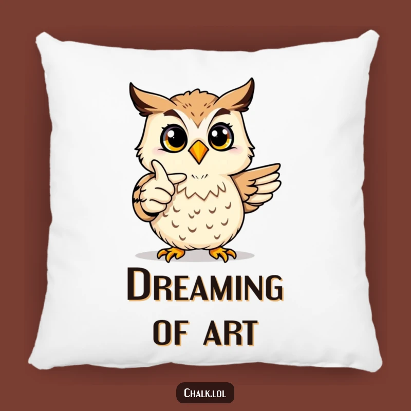 Funny Joyful Owl Art Pillow - Proud Artist Critter Cushion, Ideal Funny Teacher Gift