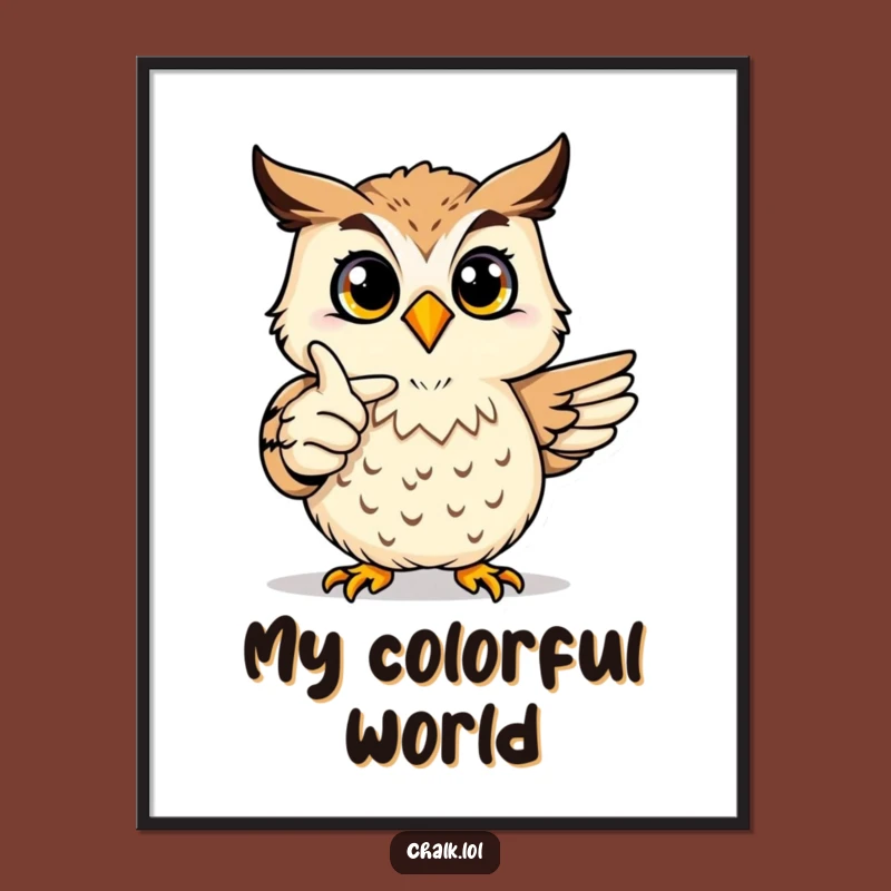 Funny Joyful Owl Art Digital Art - Artist Critter Print, Instant Funny Teacher Gift