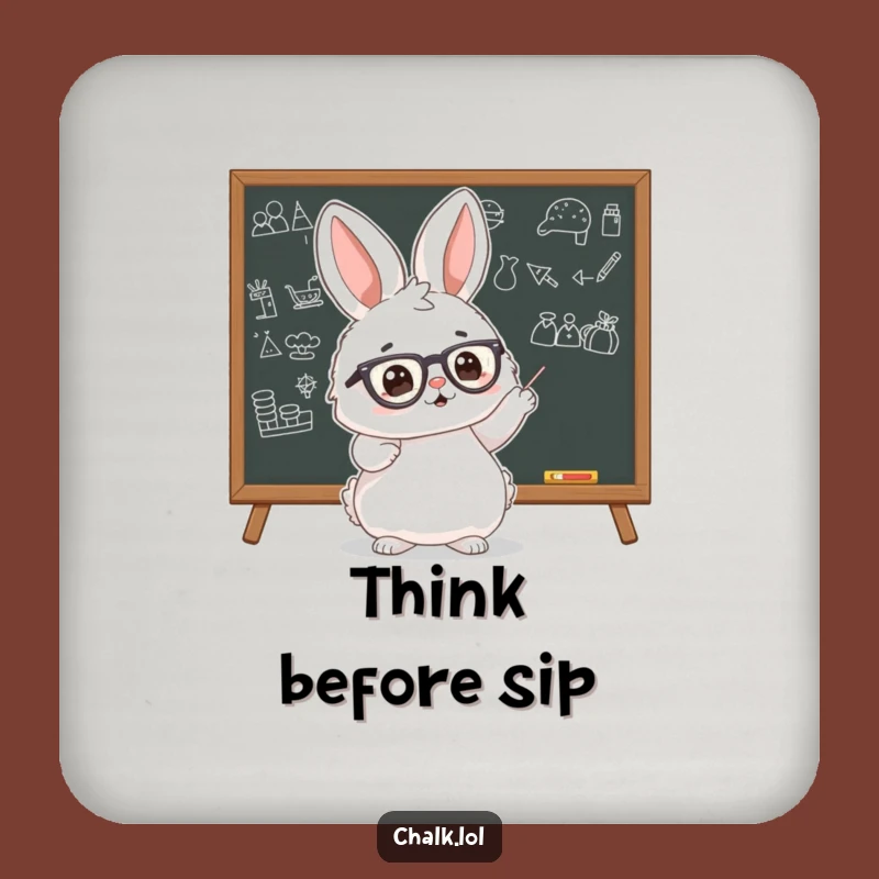 Funny Bunny Scholar Coasters: Enthusiastic Learning Protection