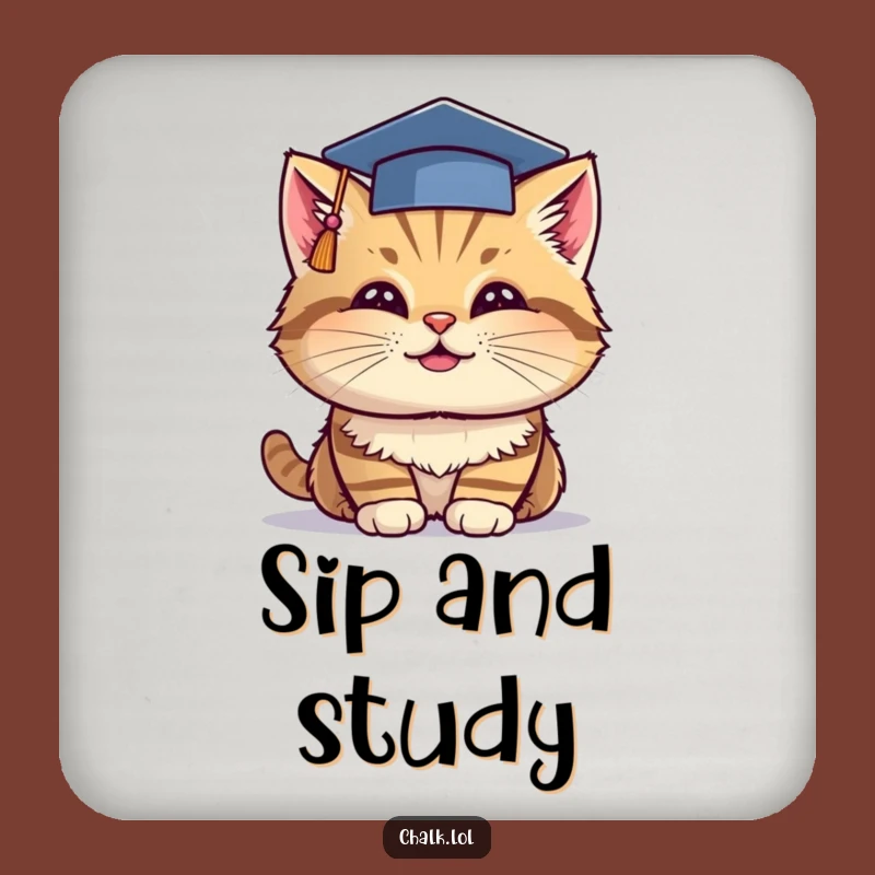 Funny Grad Cat Drink Coaster - Cheerful Kitty Graduation Bar Accessory, Ideal Funny Graduation Gift
