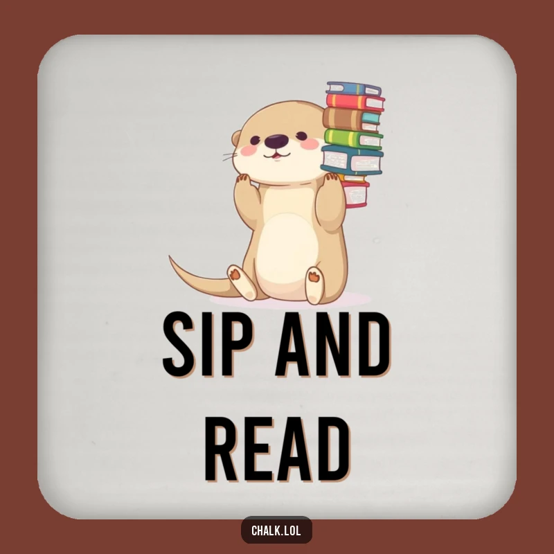 Funny Otter Bookworm Coaster: Hilarious Protection for Your Surfaces!