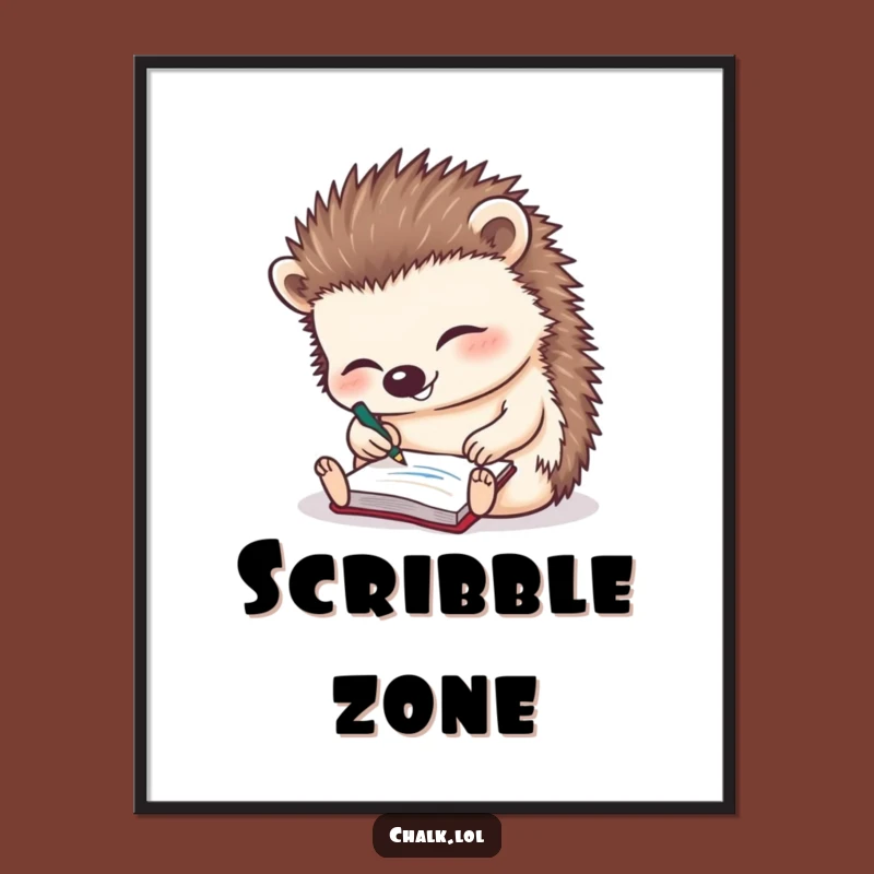 Funny Hedgehog Scribbling Poster: Hilarious Wall Art for Creative Spaces!