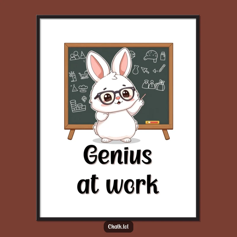 Funny Bunny Scholar Poster: Enthusiastic Learning Wall Art