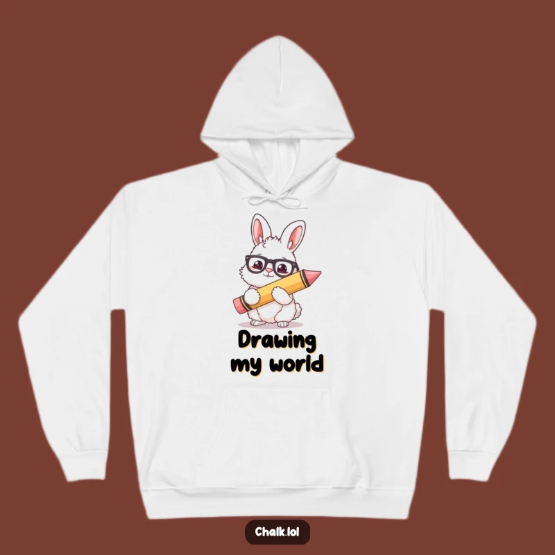 Cozy Funny Bunny Artist Hoodie - Fluffy Rabbit with Crayon Sweatshirt, Ideal Funny Gift