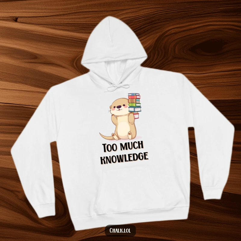 Funny Otter Hoodie: Warm and cozy, featuring a charming otter balancing a tower of books on its nose.