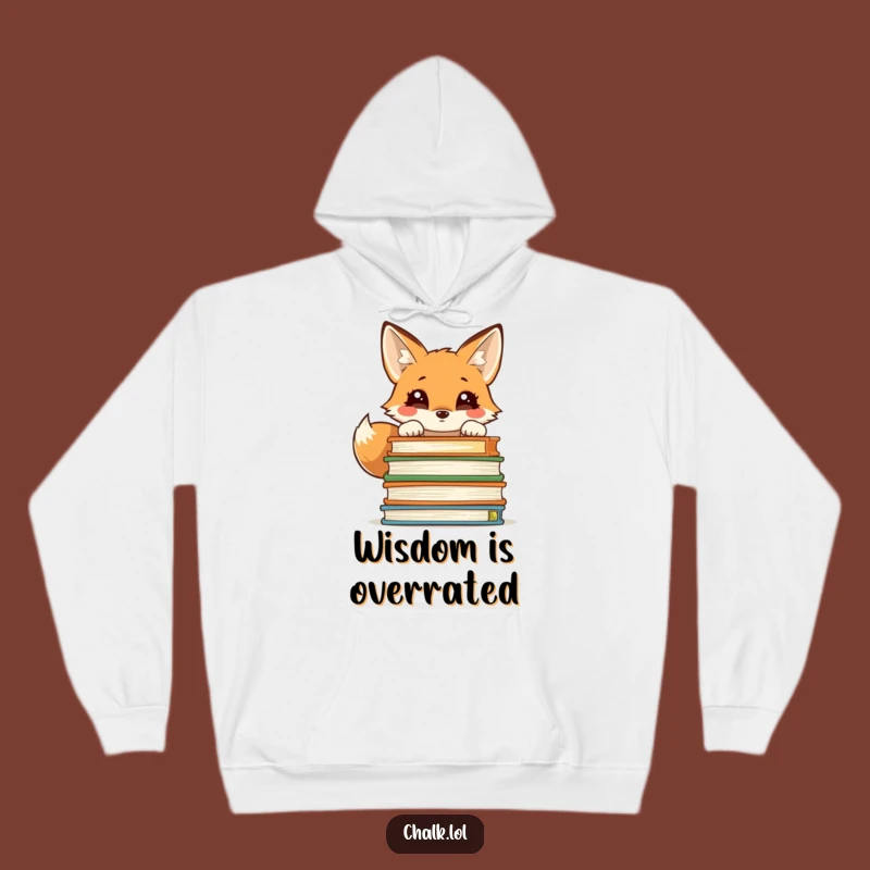 Funny Fox Hoodie - Cozy Scholar Peeking Over Books