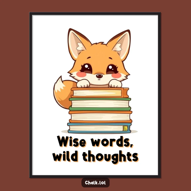 Free Printable Wall Art: Curious Fox Textbooks Funny Downloadable Art Gift