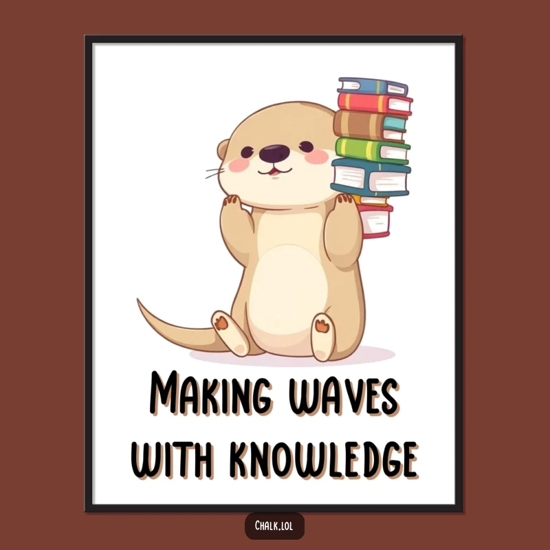 Free Printable Otter Wall Art: Funny Bookworm Decor Downloadable