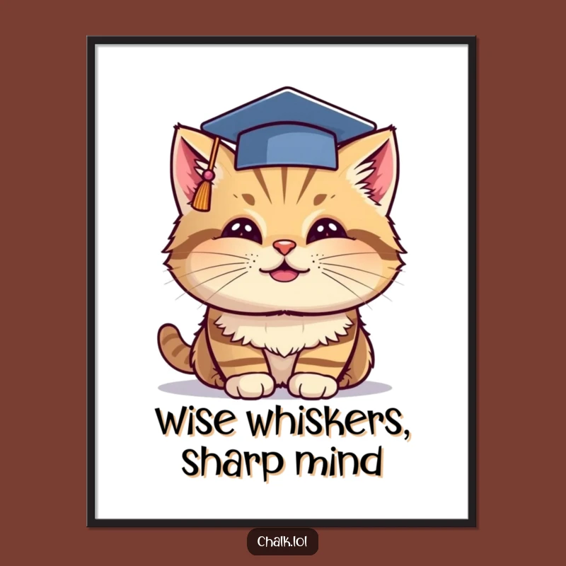 Funny Free Printable Wall Art: Graduation Cat Dipping Chalk, Amusing Downloadable Decor