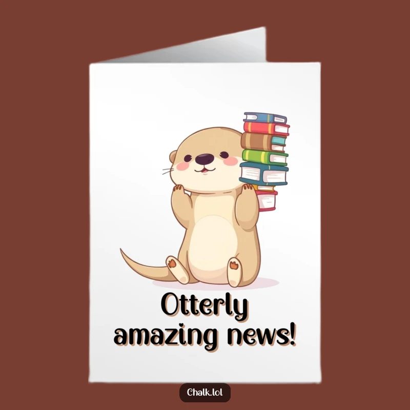Free Printable Otter Congrats Card: Humorous Book Achievement Downloadable
