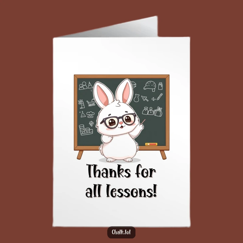 Clever Free Printable Thank You Card: Bunny Professor's Thanks, Downloadable
