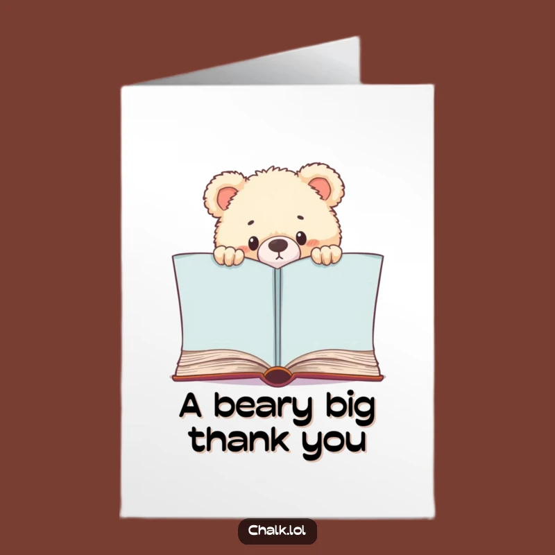 Free Printable Thank You Card: Bear Cub Shares Gratitude Downloadable Gift