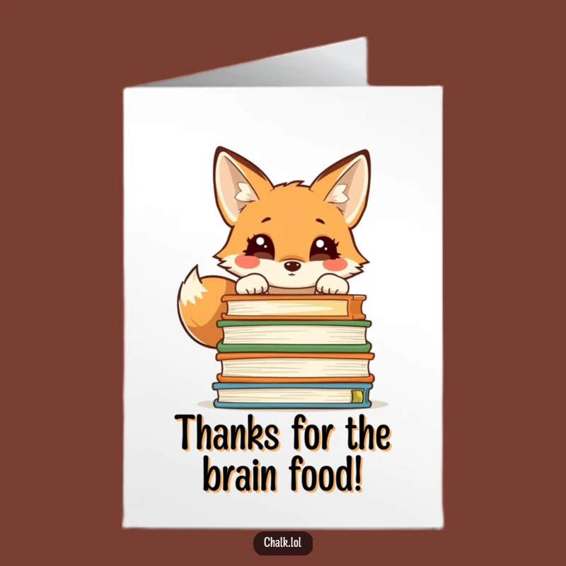 Free Printable Thank You Card: Fox Textbooks Gratitude Funny Downloadable Gift