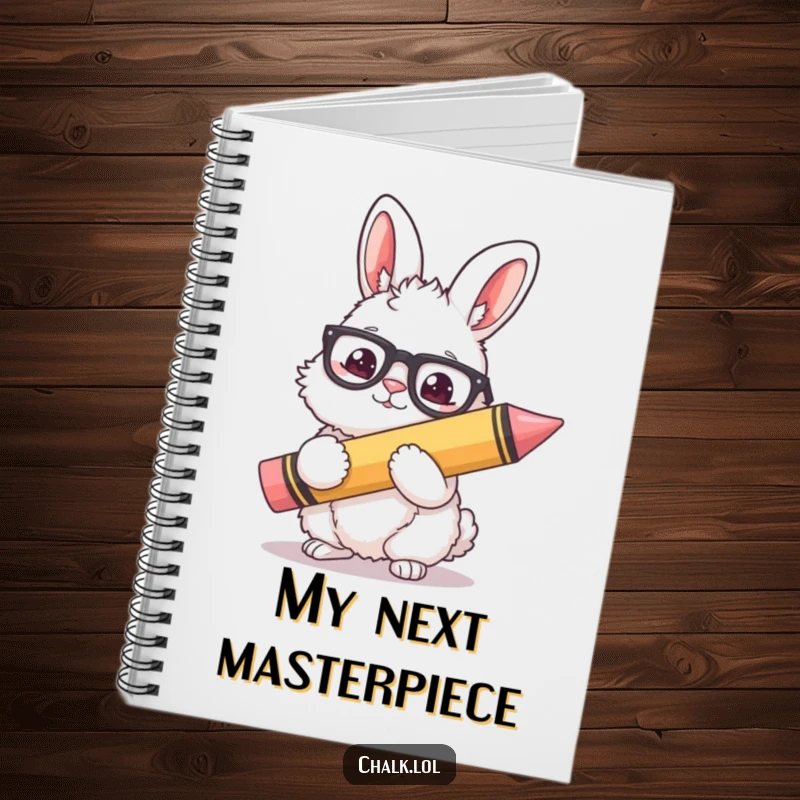 Funny Bunny Artist Notebook: A fluffy bunny wearing glasses holds a giant crayon, designed for recording creative ideas and sketches.