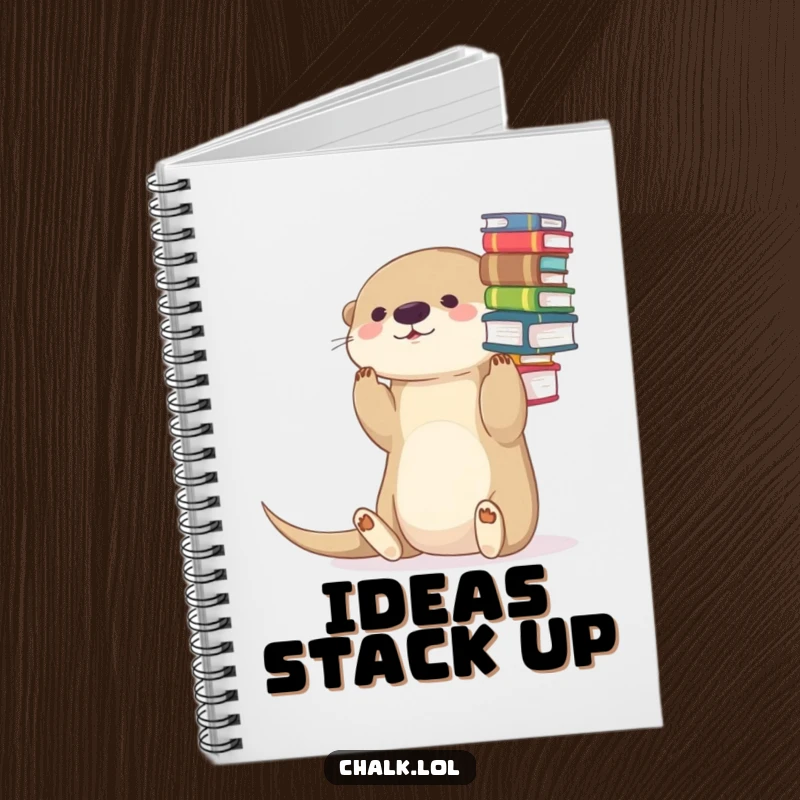 Funny Otter Notebook: A charming cover with a playful otter balancing a stack of books on its nose.