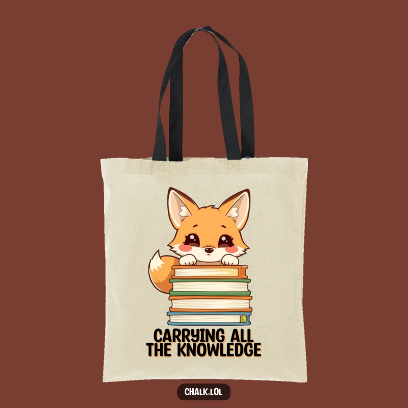 Funny Fox Tote Bag - Stylish Bookworm Accessory