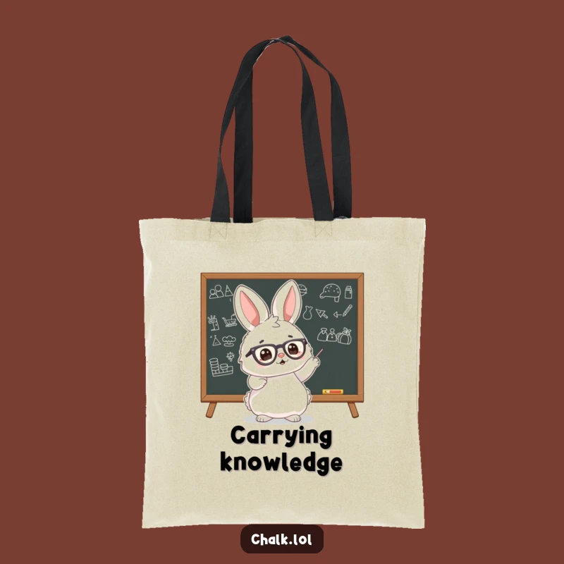 Funny Bunny Scholar Tote Bag: Enthusiastic Learning Bag