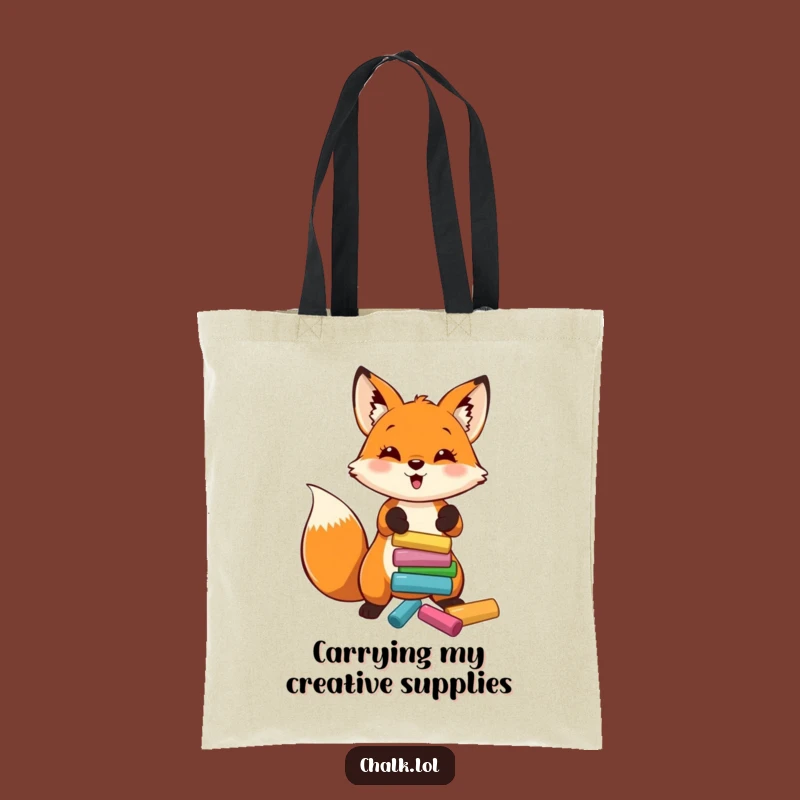 Funny Fox Artist Tote Bag: Art Supply Carrier, Perfect Funny Gift for Students